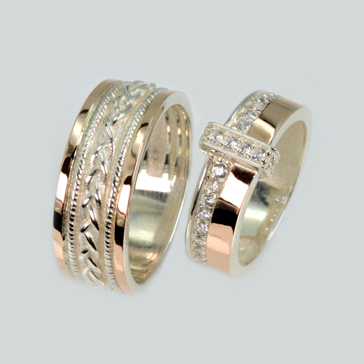 Пара срібних обручок з золотом, фото 1