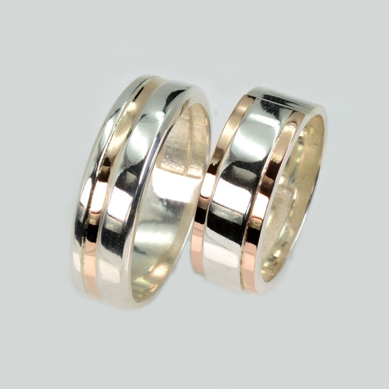 Пара срібних обручок з золотом, фото 1