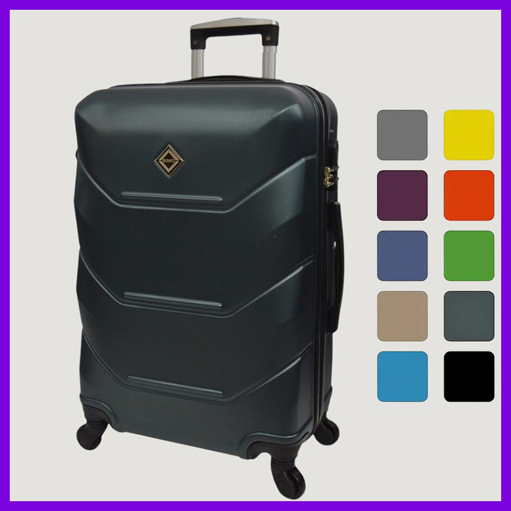 Валіза дорожня пластикова на колесах Bonro 2019 L велика смарагдова з висувною ручкою і кодовим замком