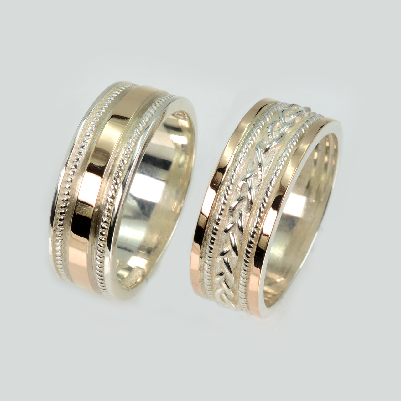 Пара срібних обручок з золотом, фото 1