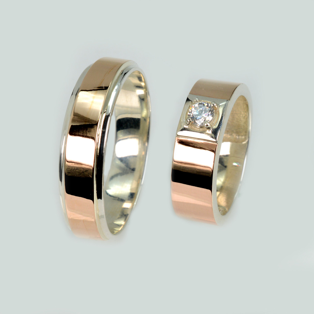 Пара срібних обручок з золотом, фото 1