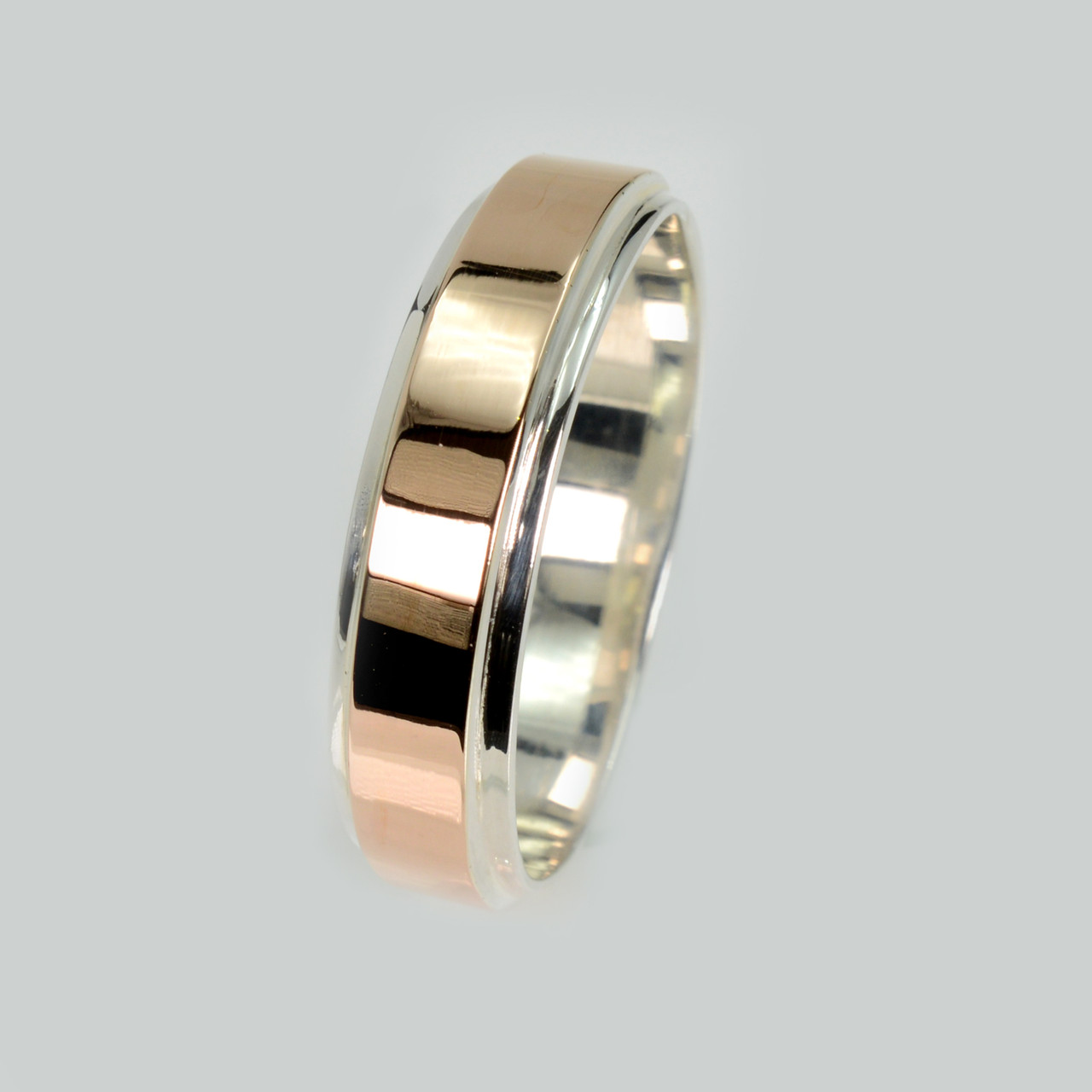 Срібна обручка з золотими пластинами, фото 1