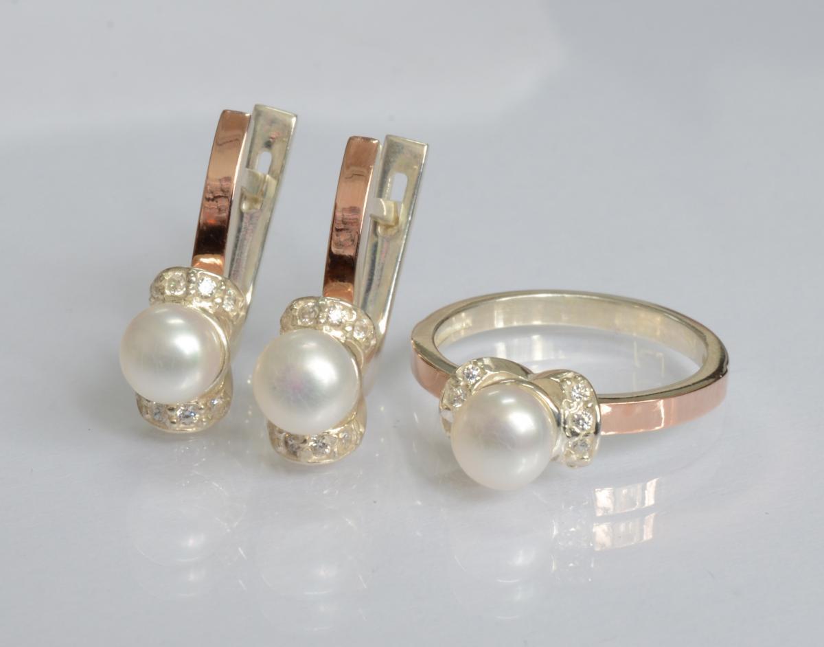 Срібний гарнітур з золотом, фото 1