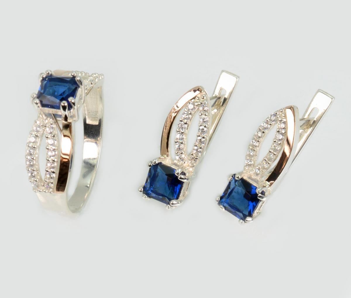 Срібний набір з золотими вставками, фото 1