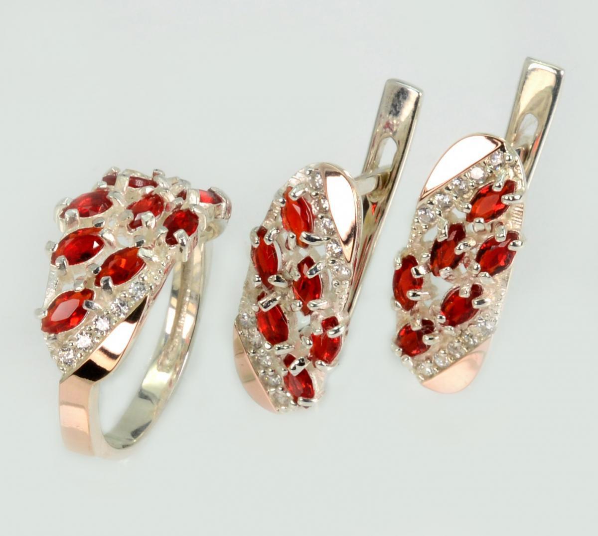 Срібний набір з золотими пластинами, фото 1