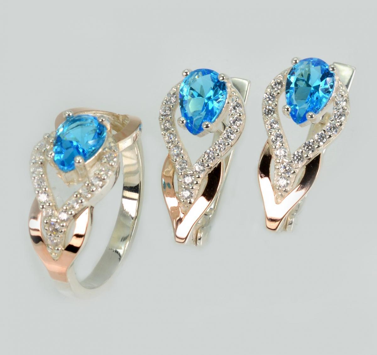 Комплект срібний з золотом, фото 1