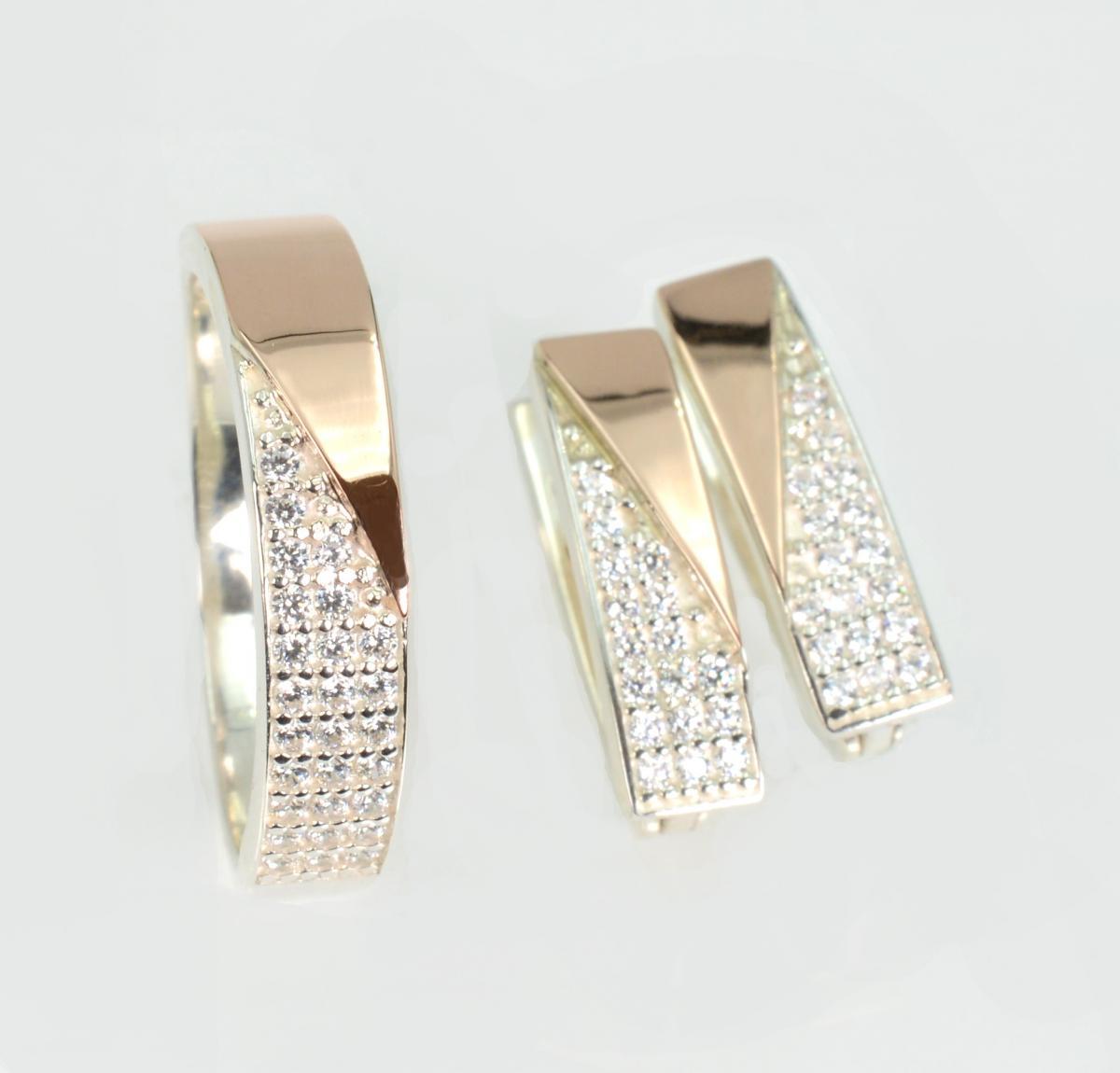 Срібний гарнітур з золотими вставками, фото 1