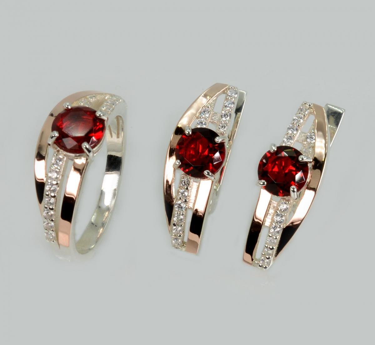 Срібний набір з золотими вставками, фото 1