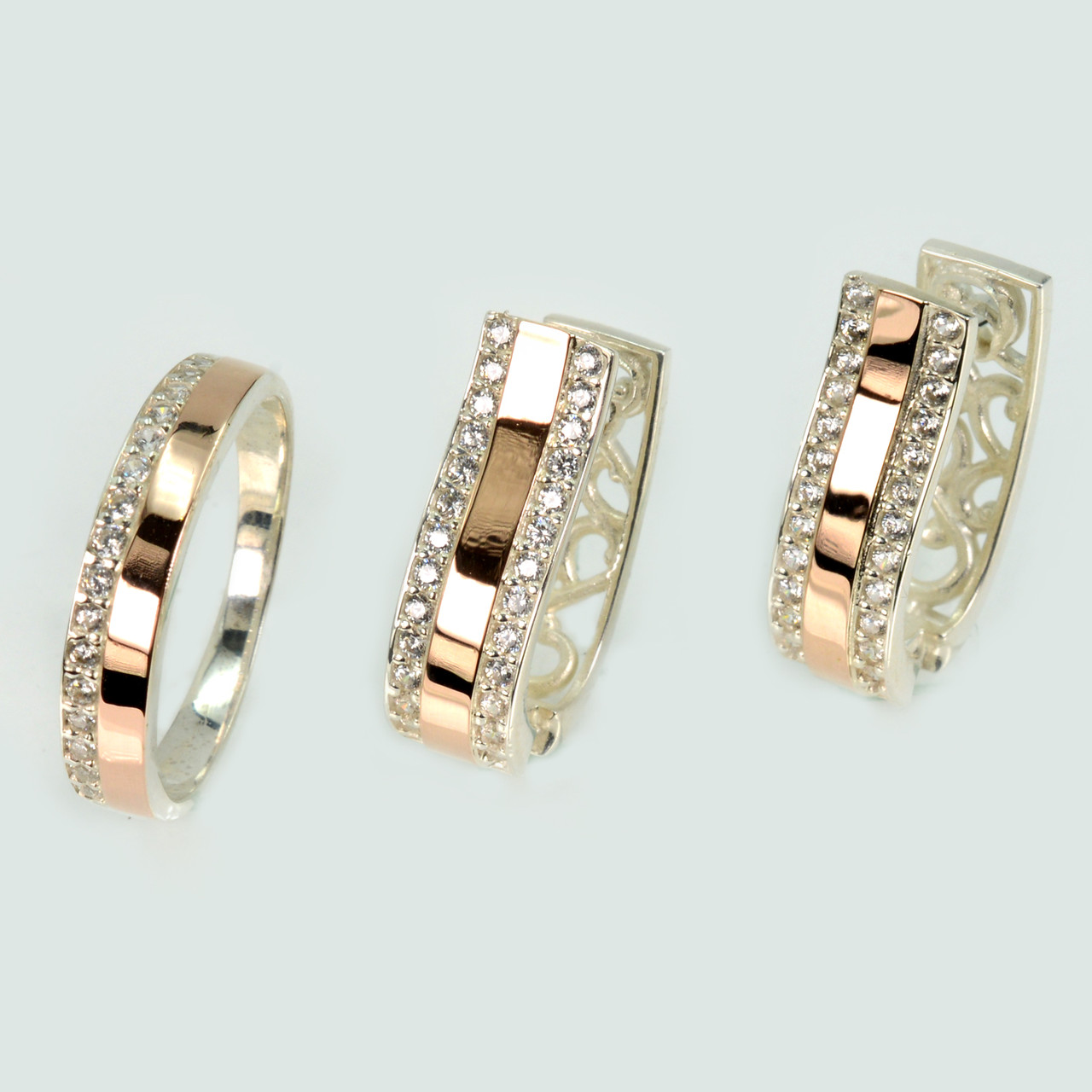 Комплект срібний з золотом, фото 1