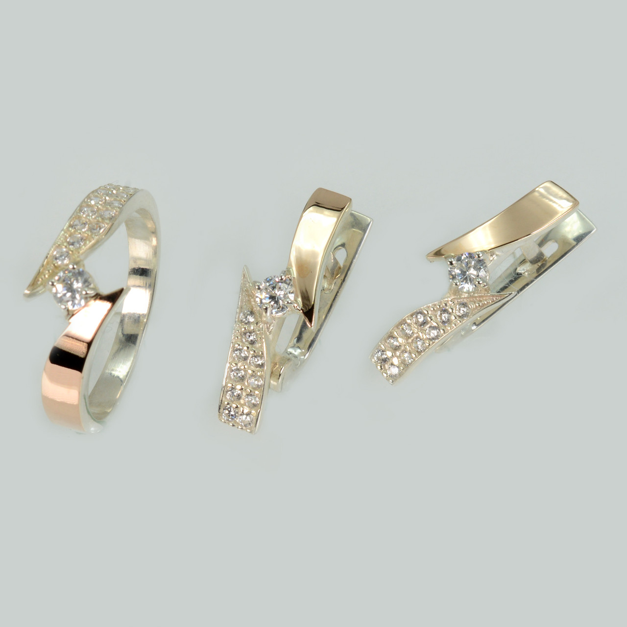 Срібний набір з накладками золота, фото 1