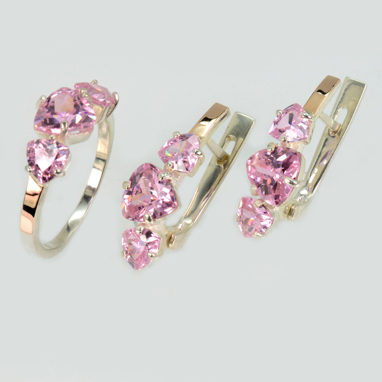 Срібний гарнітур з золотими вставками(пластинами), фото 1