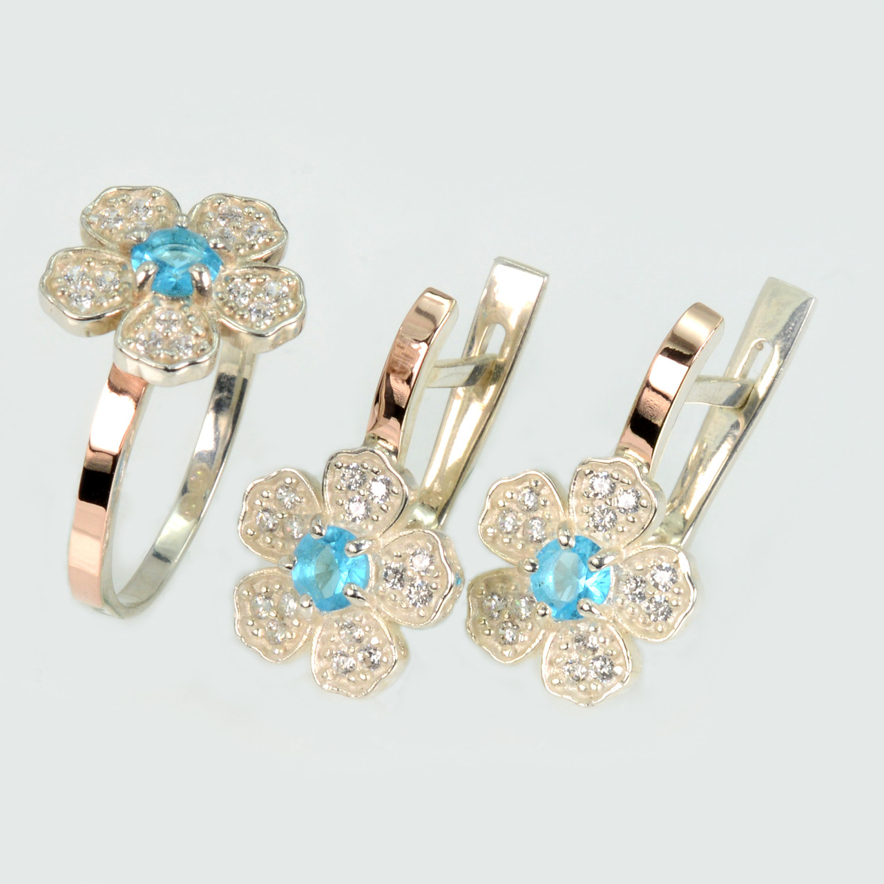 Набір срібний з золотими пластинами, фото 1