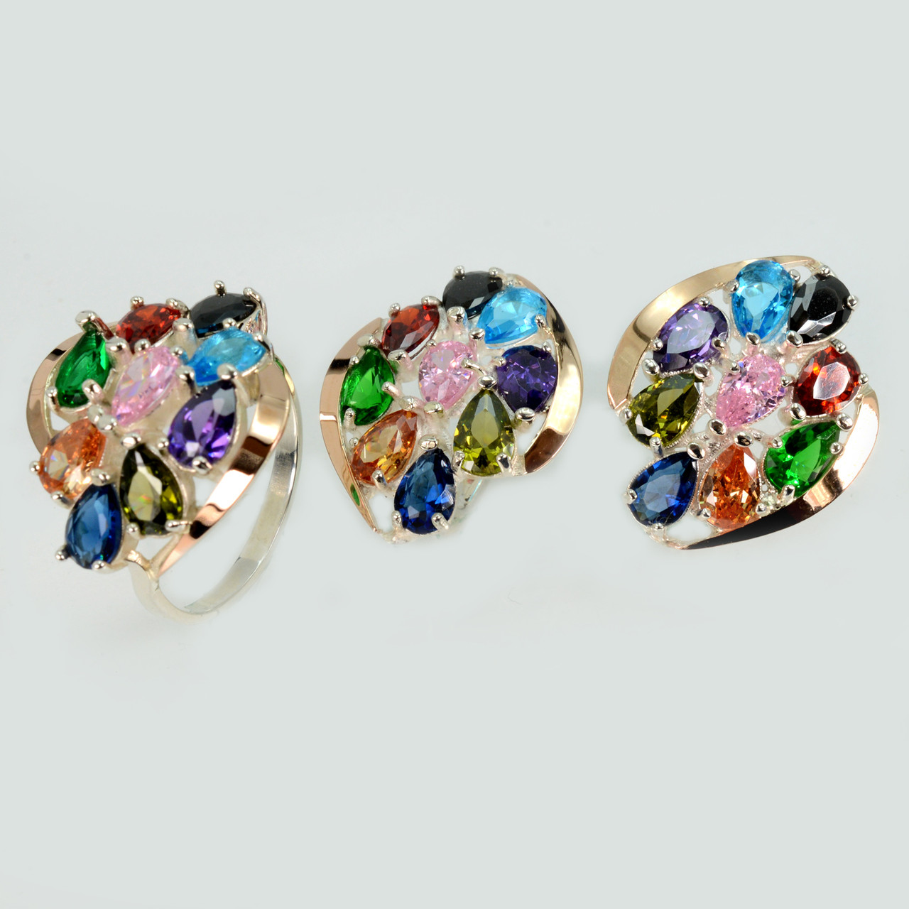 Набір срібний з золотими вставками, фото 1