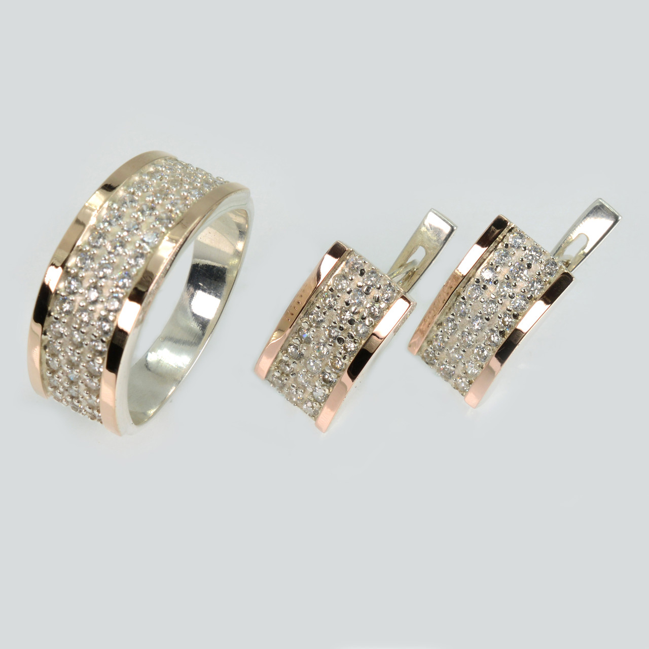 Срібний гарнітур з золотими напайками, фото 1