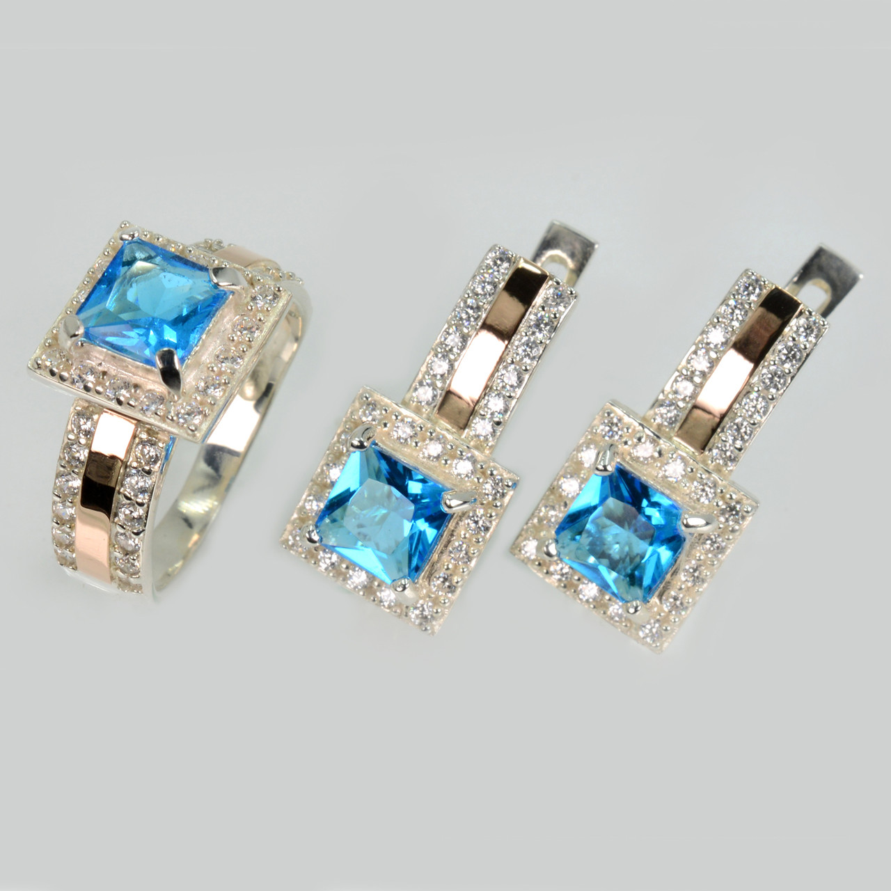 Срібний набір із золотими вставками, фото 1