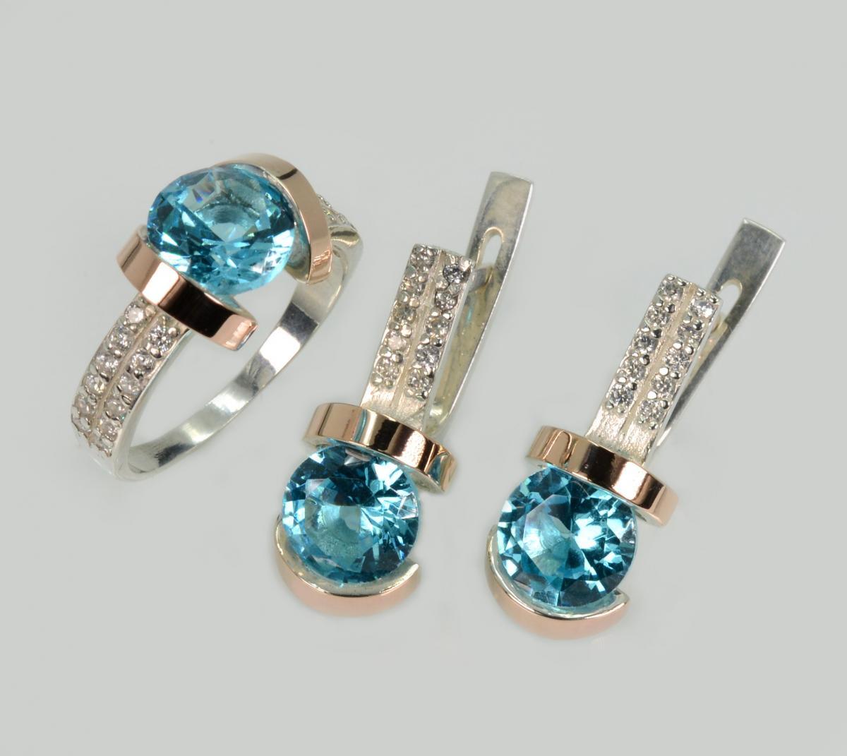 Срібний гарнітур з золотими накладками, фото 1