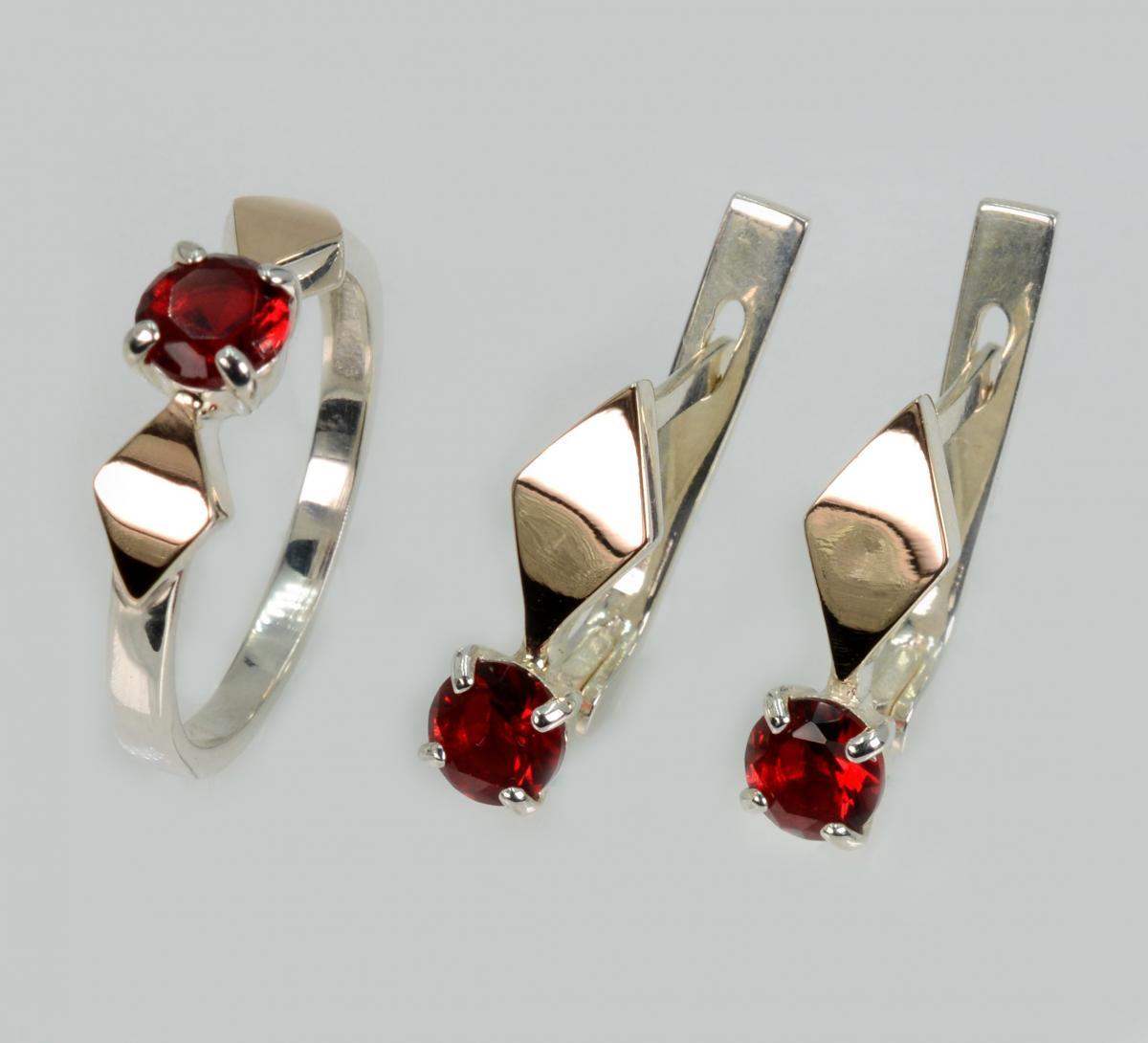 Срібний набір з пластинами із золота, фото 1