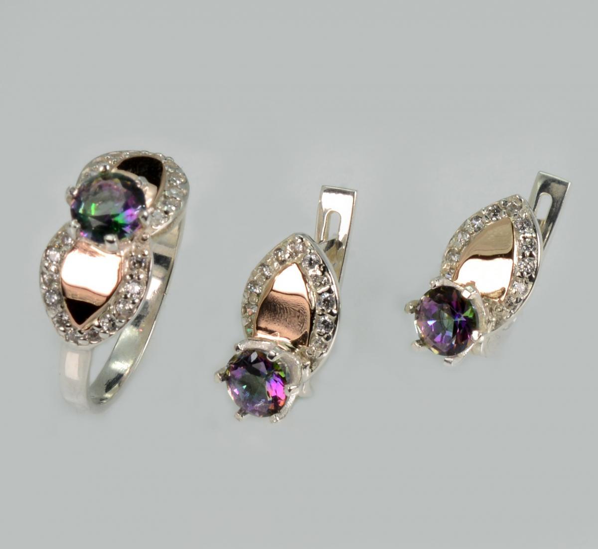 Срібний набір з золотими напайками, фото 1