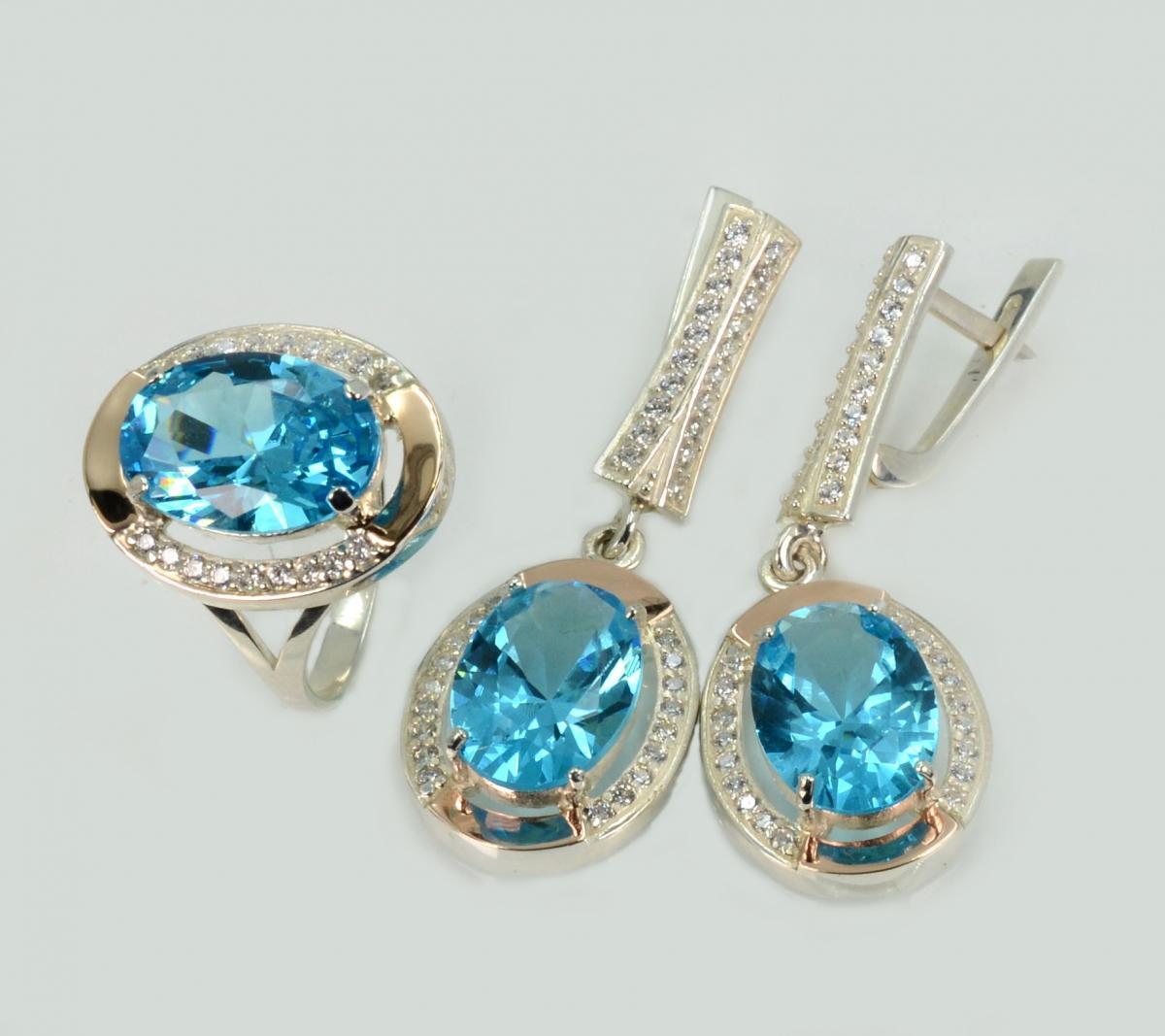 Срібний комплект з золотими пластинами, фото 1