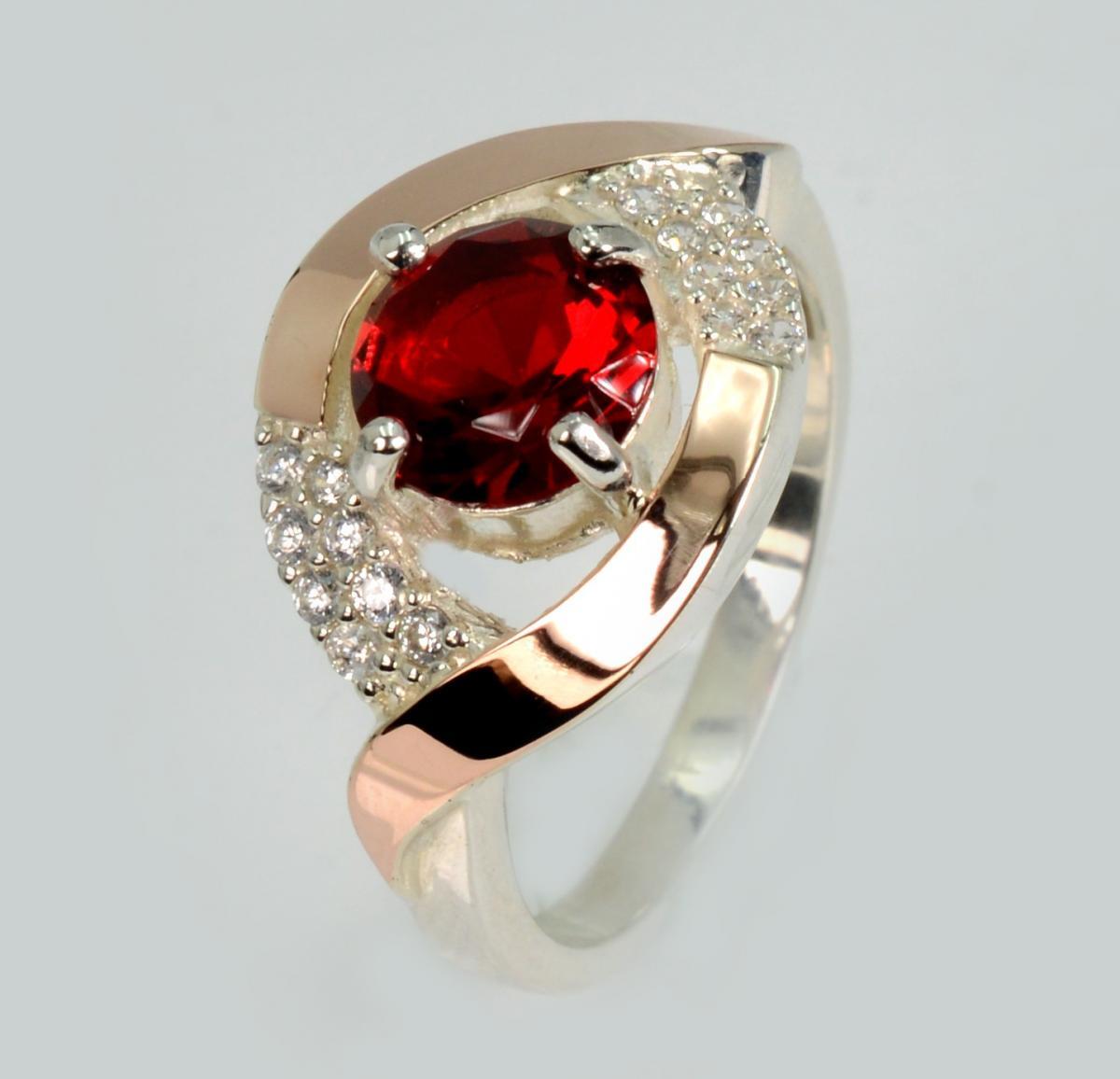 Срібна каблучка з золотими накладками, фото 1