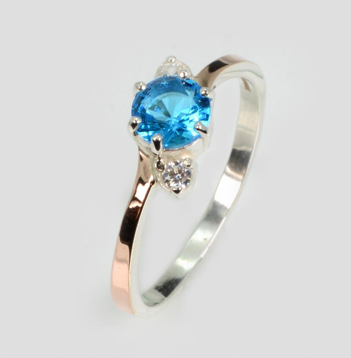 Срібна каблучка з золотими вставками, фото 1