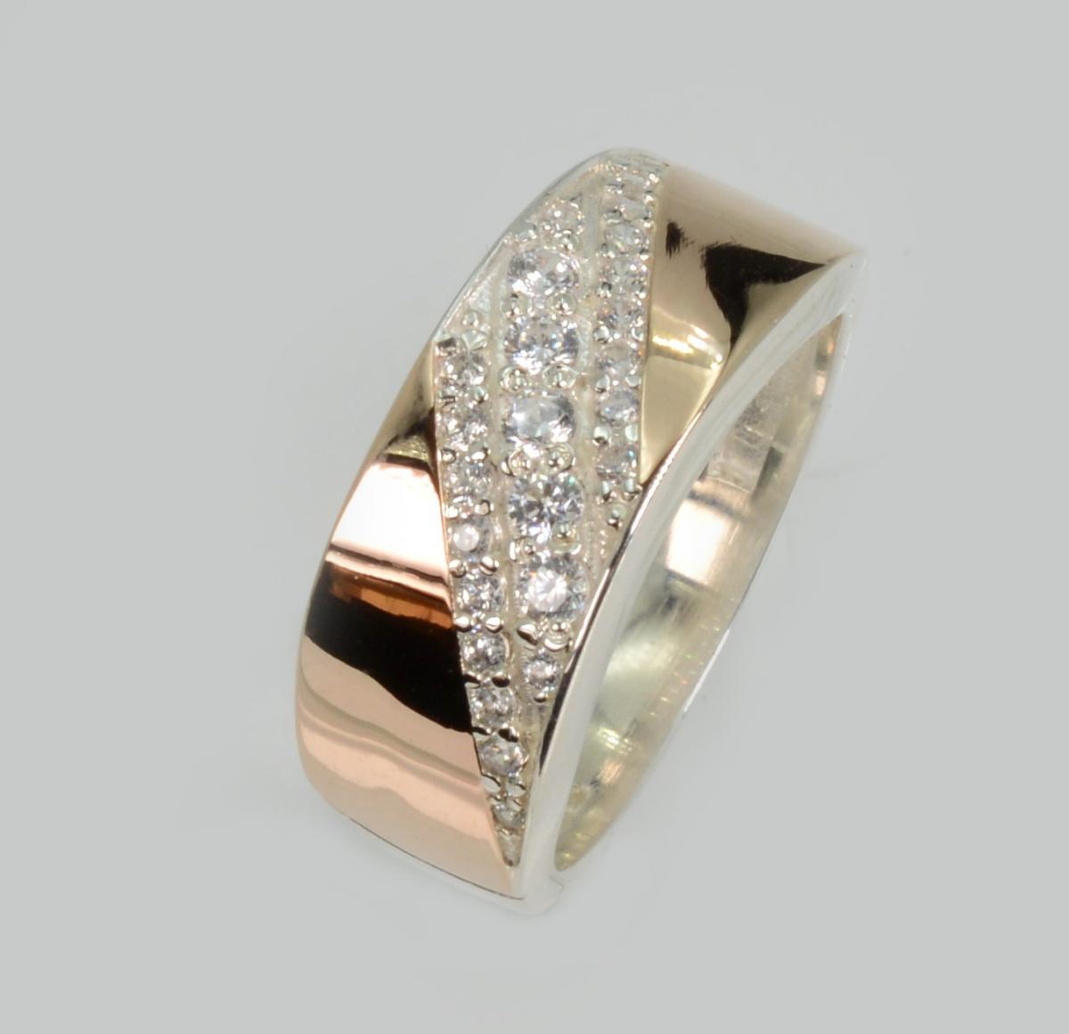 Срібна каблучка з золотими вставками, фото 1