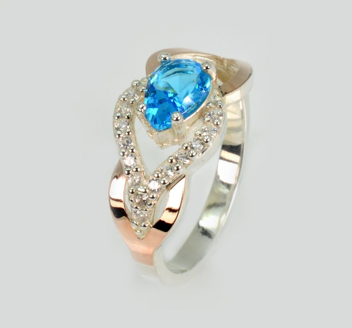 Срібна каблучка з золотими вставками, фото 1