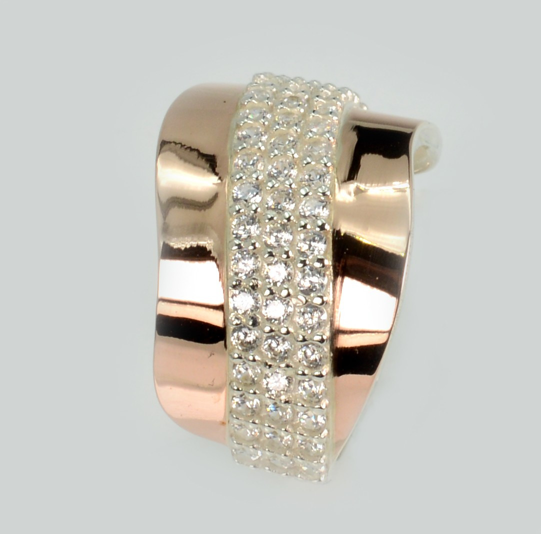 Срібна каблучка з золотими накладками, фото 1