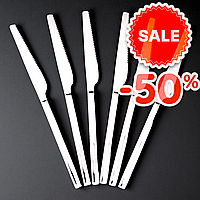 Ножі столові 23 см, комплект 6 шт, сталь, нержавіюча сталь, плавна кромка, сріблястий колір