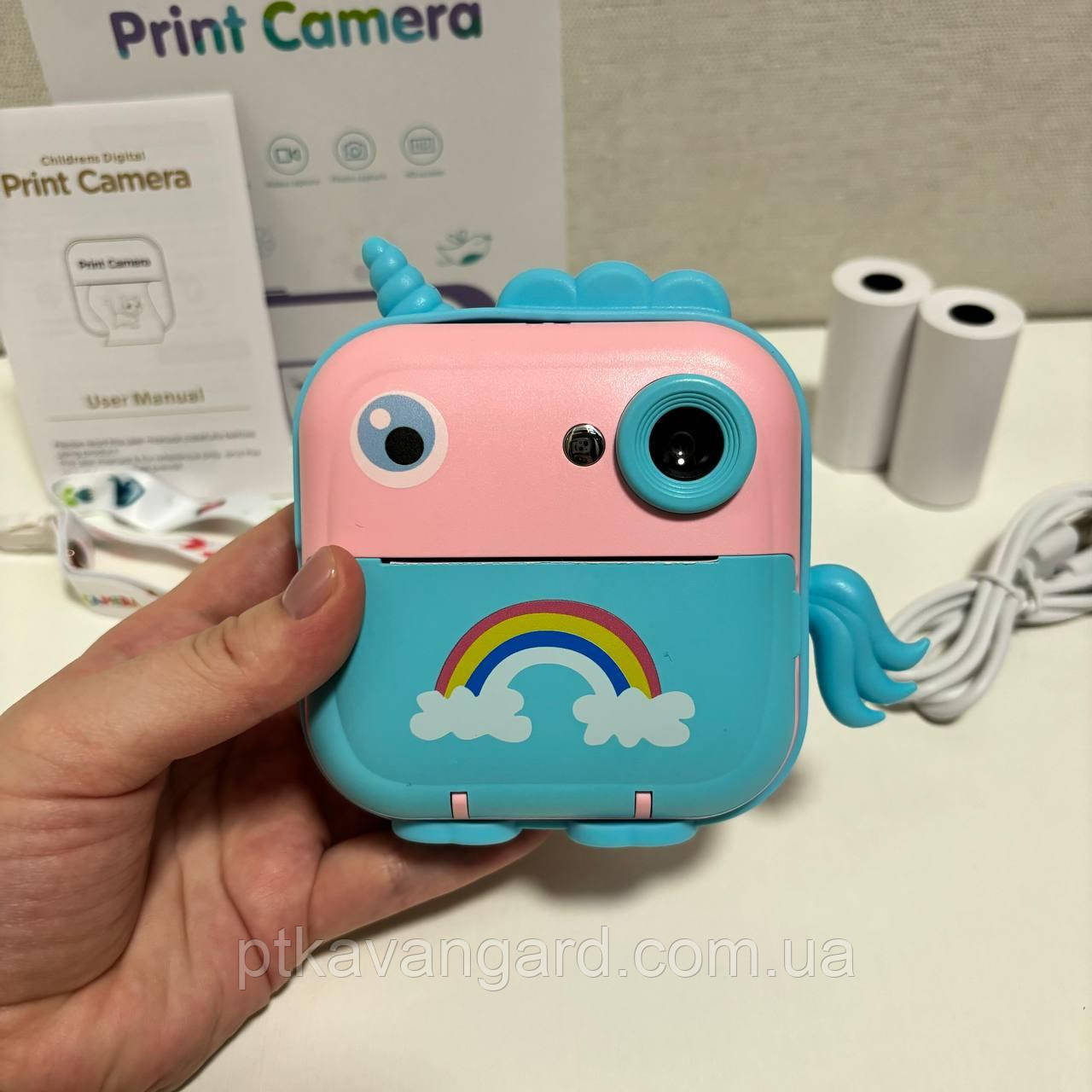 Фотоапарат-принтер дитячий з миттєвим друком "Єдиноріг" з рулонами паперу C 68254, фото 1