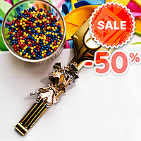 Щипці кухонні 21.5×5 см, метал, пружина, насічки, золотистий колір, подача стейків, фіксатор ПММ, BBQ