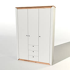 Шафа тридверна Еверест Нордік-1400 Білий + Дуб крафт золотий PREMIUM, фото 3