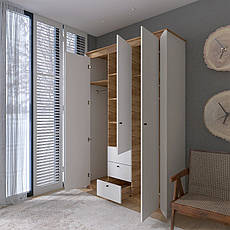 Шафа тридверна Еверест Нордік-1400 Білий + Дуб крафт золотий PREMIUM, фото 5