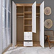 Шафа тридверна Еверест Нордік-1400 Білий + Дуб крафт золотий PREMIUM, фото 6