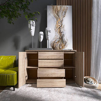 Комод Еверест КЛ-4 Лайт (телескопічні) 140х38х93 см Дуб сонома PREMIUM, фото 3