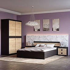 Спальня Соната Еверест Комплект 11 (модульна - 4 елементи) венге темний + дуб крафт золотий PREMIUM