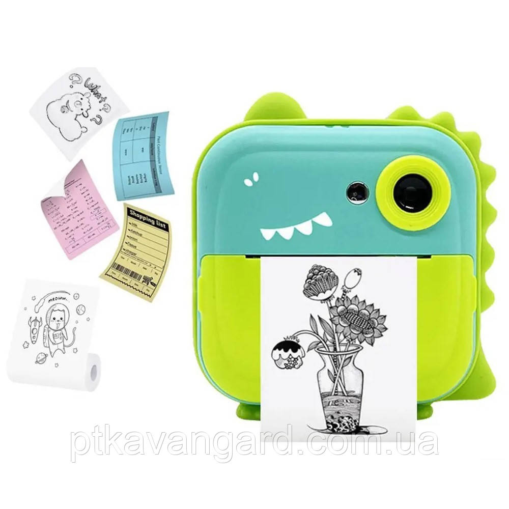Фотоапарат-принтер дитячий з миттєвим друком "Динозавр" з рулонами паперу C 68253, фото 1