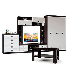 Вітальня Еверест Соната Комплект 28 (модульна - 4 елементи) венге темний + білий PREMIUM