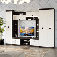 Стінка для вітальні Еверест Соната 3 (модульна - 3 елементи) венге темний + білий PREMIUM