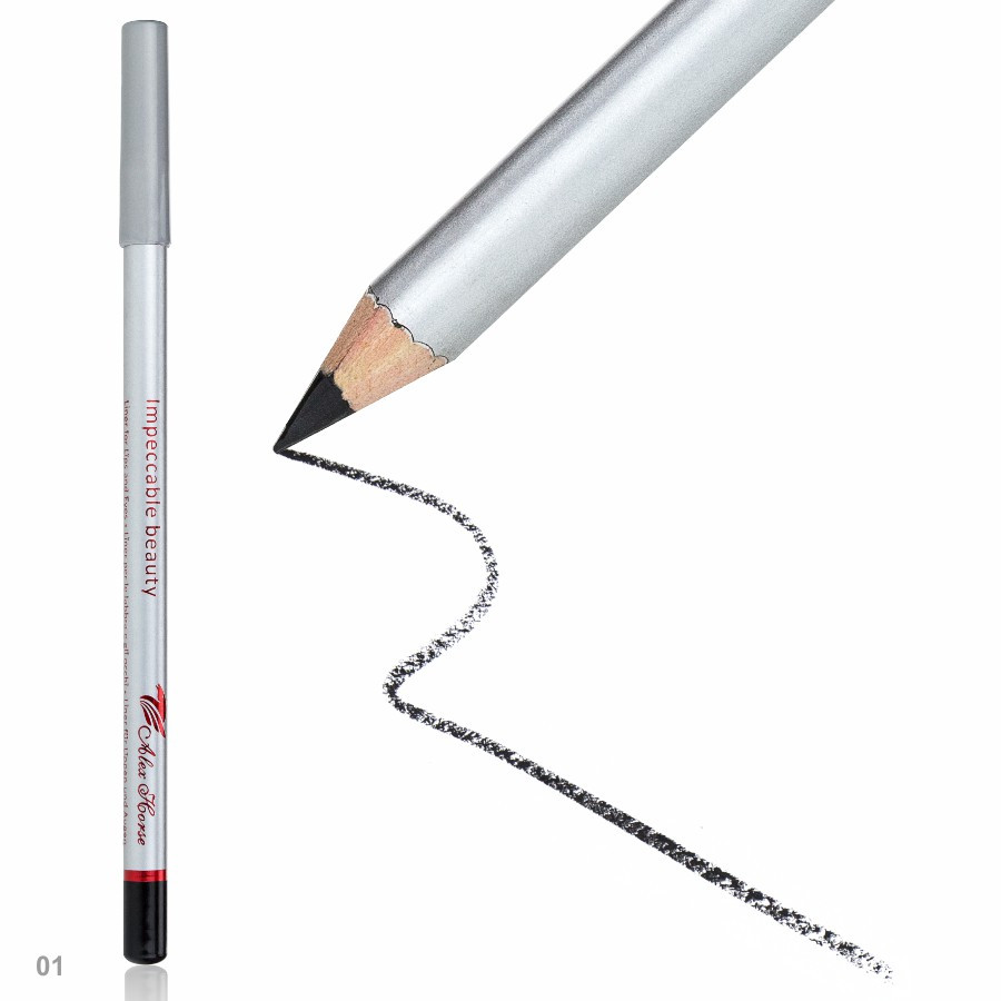 Олівець дерев'яний для очей та губ APN-200 № 01 Black