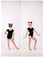 Купальник з коротким рукавом для гімнастики і танців, чорний, трикотаж