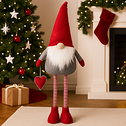 Новорічний ельф заввишки 128 см, гном новорічний із регулюванням висоти, різдвяний гном із серцем