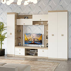Стінка для вітальні Еверест Соната 3 (модульна - 3 елементи) дуб сонома+білий PREMIUM