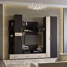 Стінка для вітальні Еверест Бриз + Шафа ШП-2 венге + дуб молочний PREMIUM