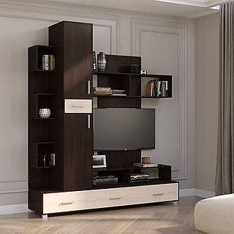 Стінка для вітальні Еверест Бриз венге + дуб молочний PREMIUM, фото 1