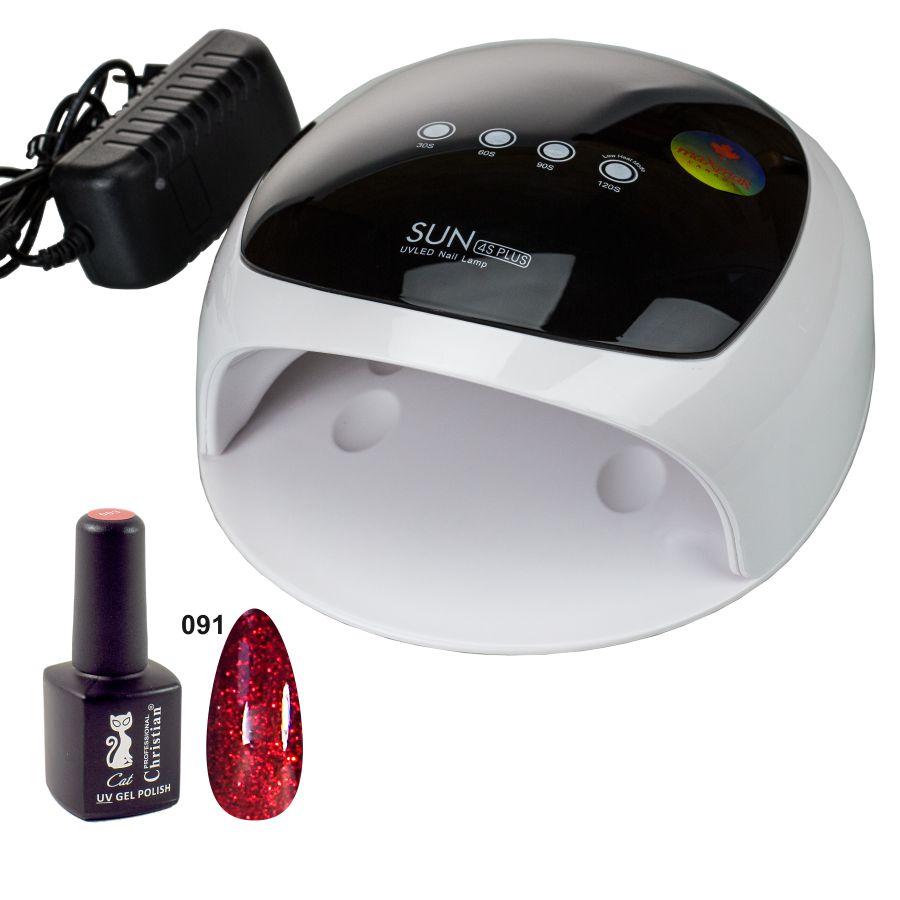 SUN 4S PLUS uv/led 52W white Лампа-сушіння для гелевих технологій манікюру + CGP-07 гель лак№ 91