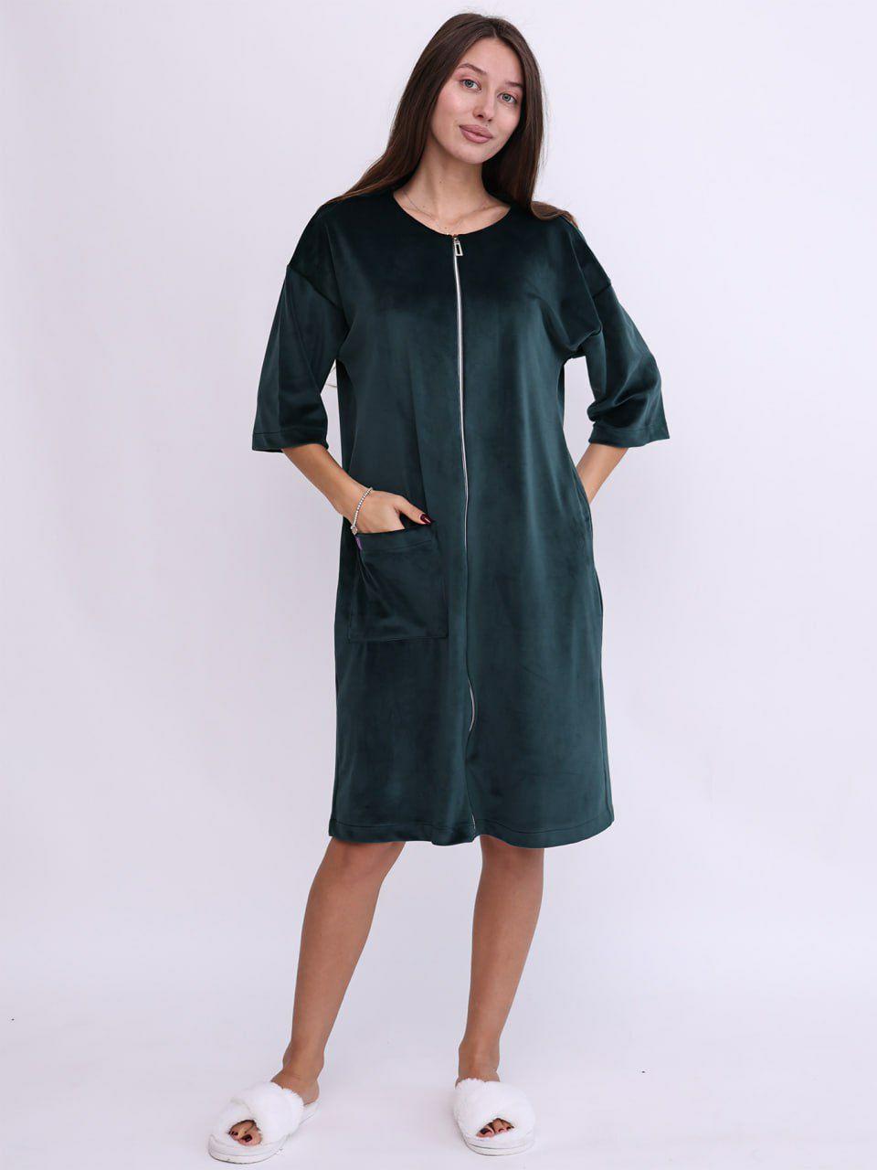 Халат жіночий велюровий на блискавці Lingerie, фото 1