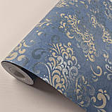 Шпалери флізелінові 0.53 × 10.05 м Marburg 58654, сині з бежевим для спальні, вітальні, кабінету, фото 4