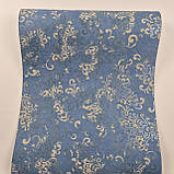 Шпалери флізелінові 0.53 × 10.05 м Marburg 58654, сині з бежевим для спальні, вітальні, кабінету, фото 2