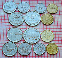 Набір монет Хорватії 5+10+20+50 липа+1+2+5 куна